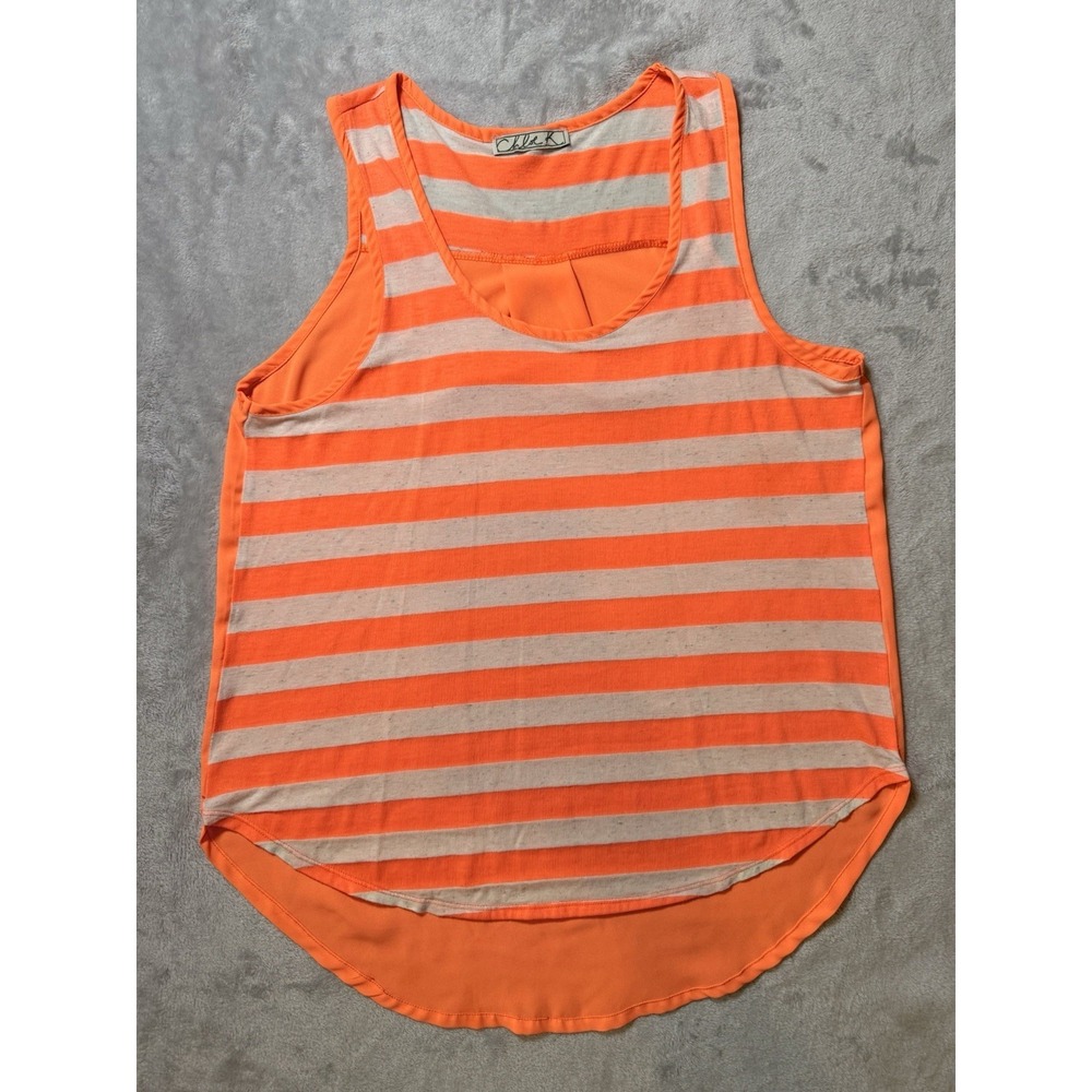 Chloe K Women's Maternity L Orange/White Striped Scoop Neck Sleeveless Tank